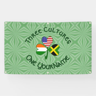 Jamaican Irish American Shamrock Flag Personalised Banner