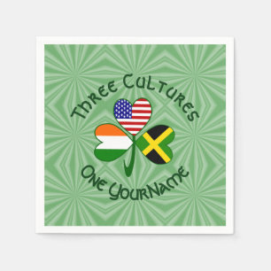 Jamaican Irish American Shamrock Personalised  Napkin
