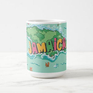 Jamaican island water color map coffee mug