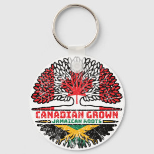 Jamaican Jamaica Canadian Canada Tree Roots Flag Key Ring