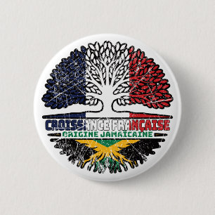 Jamaican Jamaica French France Tree Roots Flag 6 Cm Round Badge
