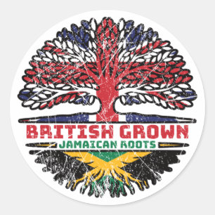 Jamaican Jamaica Uk United Kingdom British Tree Classic Round Sticker