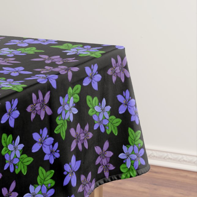 Jamaican Lignum Vitae Flowers Caribbean Kitchen Tablecloth (In Situ)