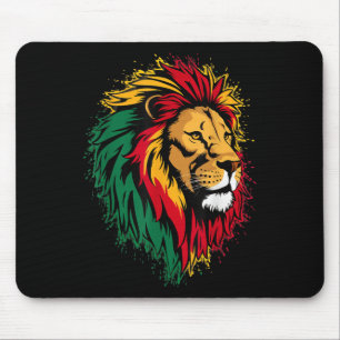 Jamaican Lion Jamaican Rasta Flag Lion Of Judah Re Mouse Mat