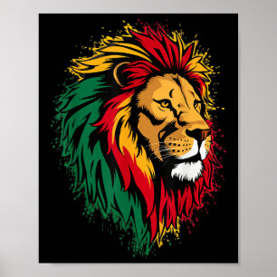 Jamaican Lion Jamaican Rasta Flag Lion Of Judah Re Poster