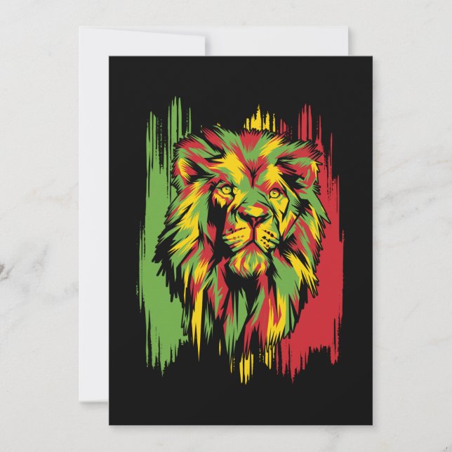 Jamaican Lion Rasta African Reggae Invitation (Front)