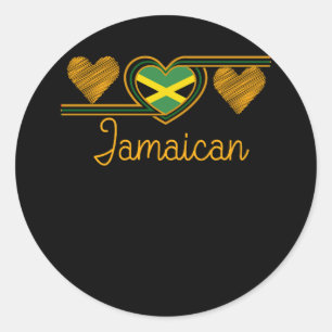 Jamaican Love Jamaican Flag Three Heart Jamaica In Classic Round Sticker