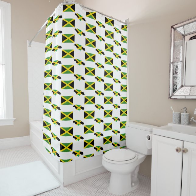 JAMAICAN MAP | Jamaica Flag Shower Curtain (In Situ)