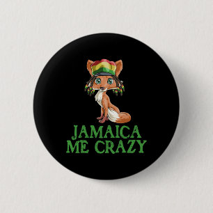 Jamaican Me Crazy Flag Fox T Shirt Hair Funny Regg 6 Cm Round Badge