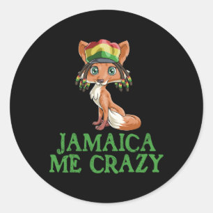 Jamaican Me Crazy Flag Fox T Shirt Hair Funny Regg Classic Round Sticker