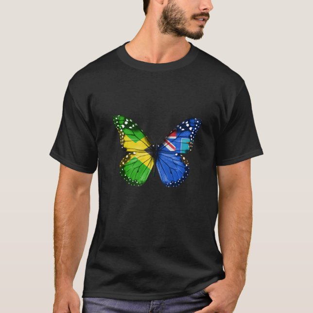 Jamaican Montserratian Flag Butterfly   T-Shirt (Front)
