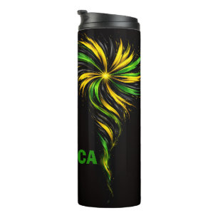 Jamaican patriotic colourful thermal tumbler