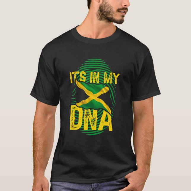 Jamaican Pride Jamaica Flag I Fingerprint I It's I T-Shirt (Front)