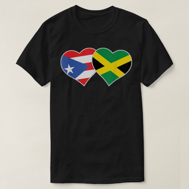 Jamaican Puerto Rican Heart Love Puerto Rico Flag T-Shirt (Design Front)