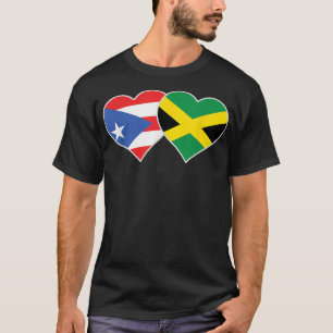 Jamaican Puerto Rican Heart Love Puerto Rico Flag T-Shirt
