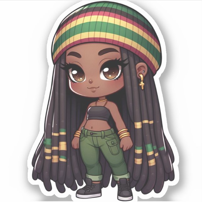 Jamaican rasta cute chibi girl (Front)