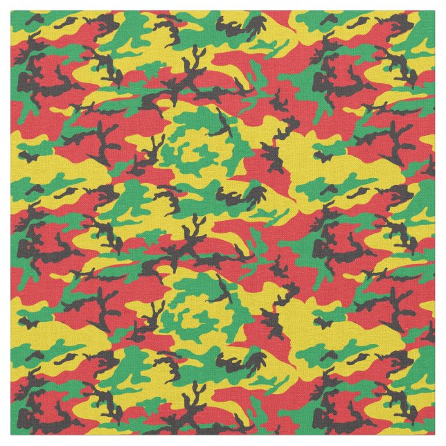 Jamaican Rasta Flag Coloured Camouflage Print Fabric (Close Up)