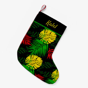 Jamaican Rasta Flag Colours Tropical Palms Small Christmas Stocking