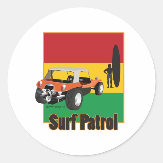 Jamaican Rasta Surfpatrol Buggy Classic Round Sticker (Front)
