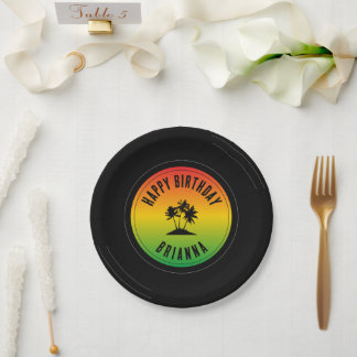 Jamaican Reggae Vinyl Record Birthday Paper Plate