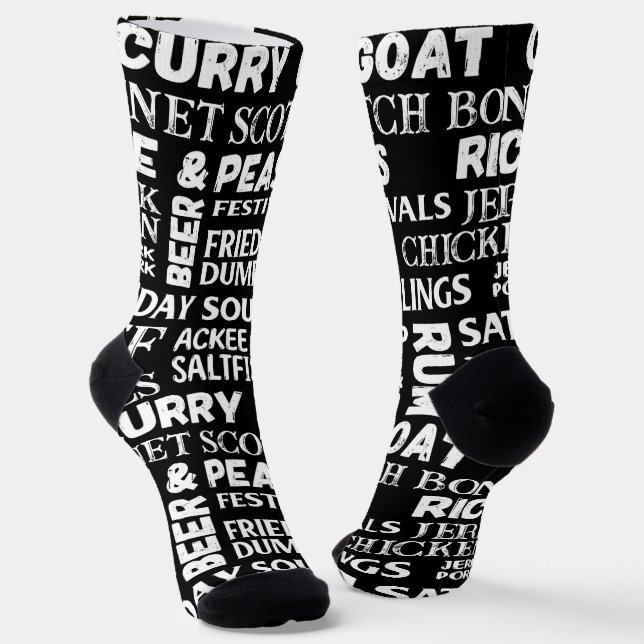 Jamaican Restaurant Chef Black Patterned Socks (Angled)