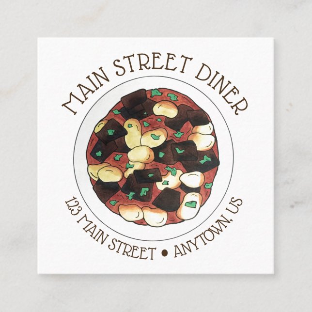 Jamaican Restaurant Oxtail and Broad Beans Stew Square Business Card (Front)