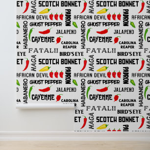 Jamaican Restaurant Spicy Chilli Pepper Pattern Wallpaper