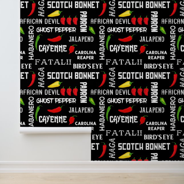 Jamaican Restaurant Spicy Chilli Pepper Pattern Wallpaper (Application)