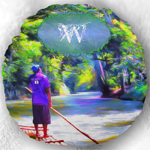 Jamaican River Raft Ride J001 Round Cushion