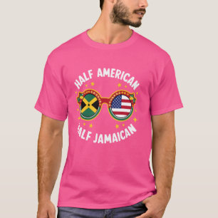 JAMAICAN ROOTS. Half American Half Jamaican USA Fl T-Shirt