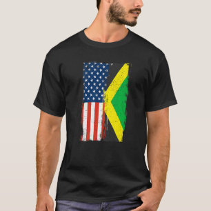 Jamaican Roots Usa Flag Heritage Half Jamaica Amer T-Shirt