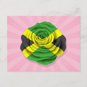 Jamaican Rose Flag on Pink Postcard