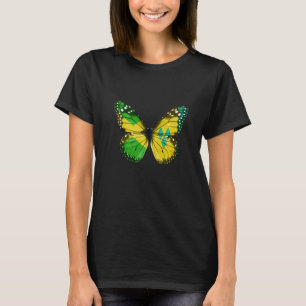Jamaican Saint Vincentian Flag Butterfly T-Shirt