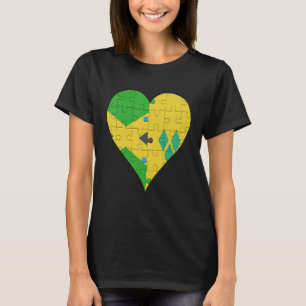 Jamaican Saint Vincentian Flag Heart T-Shirt