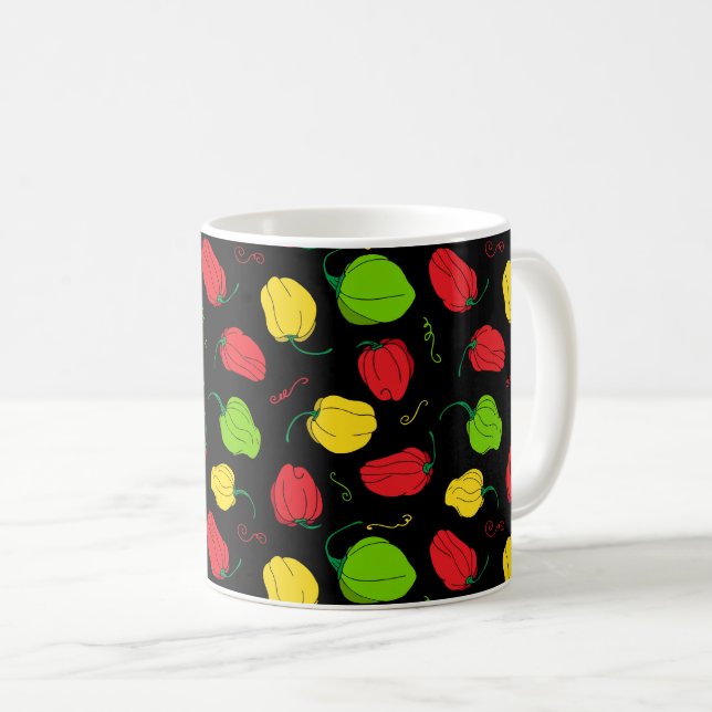 Jamaican Scotch Bonnet Food Patterned Coffee Mug (Front Right)