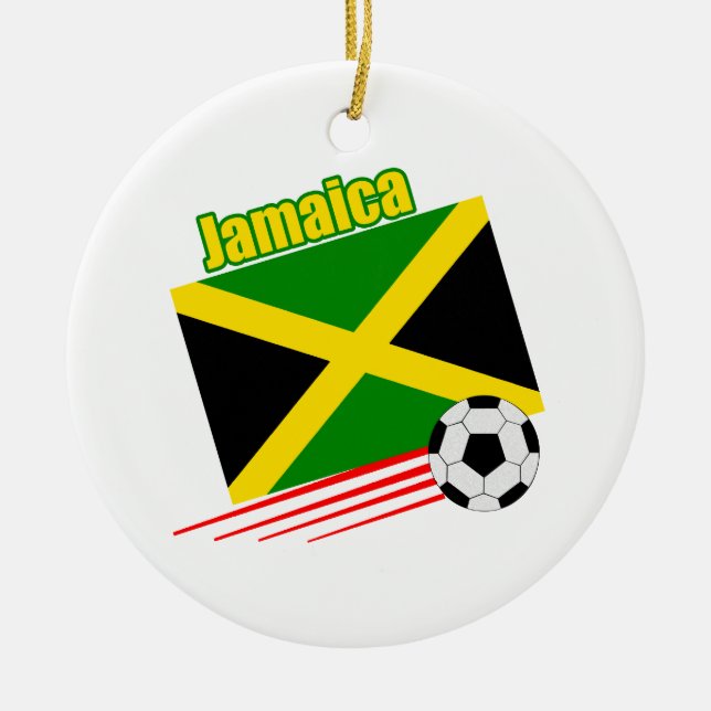 Jamaican Soccer Team Ceramic Tree Decoration (Front)