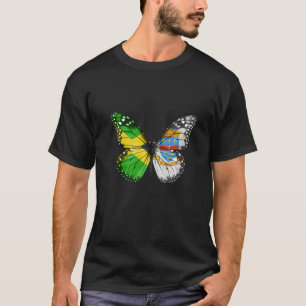 Jamaican St Barts Flag Butterfly T-Shirt