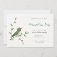Jamaican Tody Bird 40th Birthday Party Invitation
