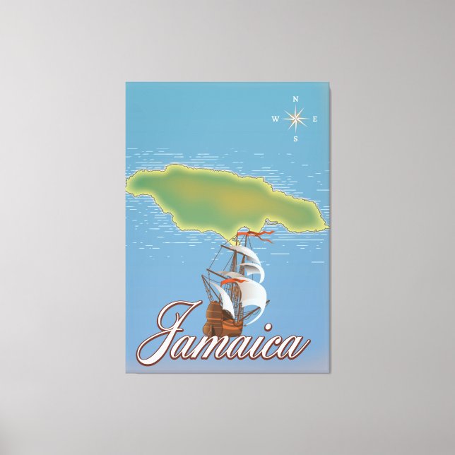 Jamaican Travel Island map Canvas Print (Front)