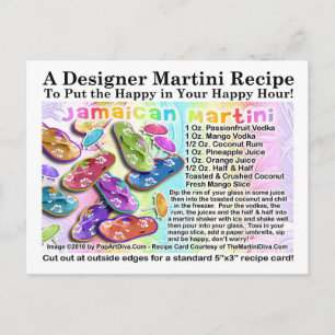 Jamaican Tropical Martini Recipe Card Postcard