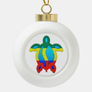 Jamaican Turtle Ceramic Ball Christmas Ornament