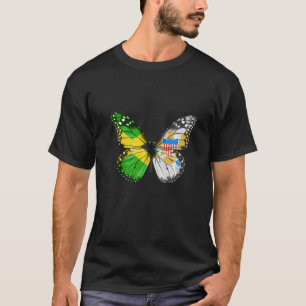 Jamaican Virgin Islander Flag Butterfly   T-Shirt