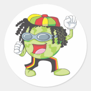 Jamaican Watermelon Dancing Classic Round Sticker