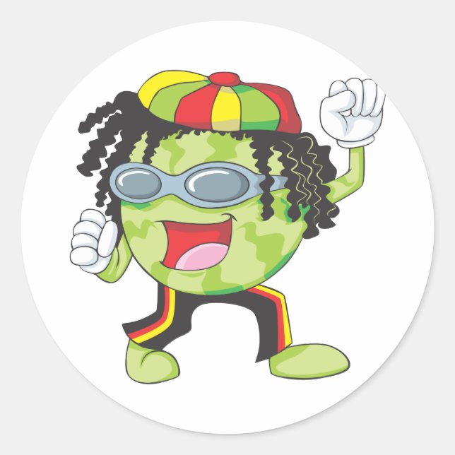 Jamaican Watermelon Dancing Classic Round Sticker (Front)