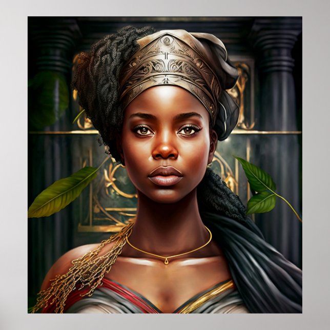 Jamaican Woman Portrait Oil Painting Poster (Front)