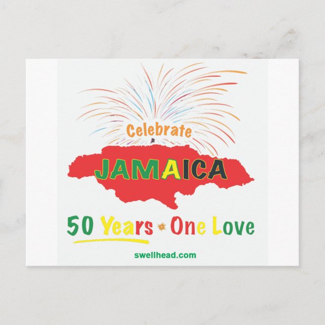 Jamaica's 50th Anniversary by Roxanne/Swellhead Postcard (Front)