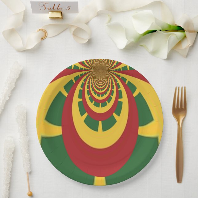 Jamaica's Rasta Colours Paper Plates (Wedding)