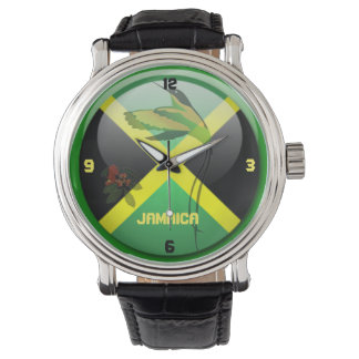Jamaicn Jewels Black Vintage Leather Strap Watch