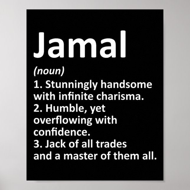 Jamal Definition Personalised Name Funny Birthday  Poster (Front)