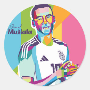 Jamal Musiala Wpap Pop Art Classic Round Sticker